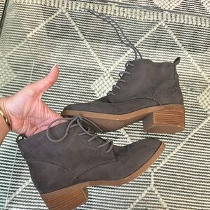 Gray Suede Ankle Boots